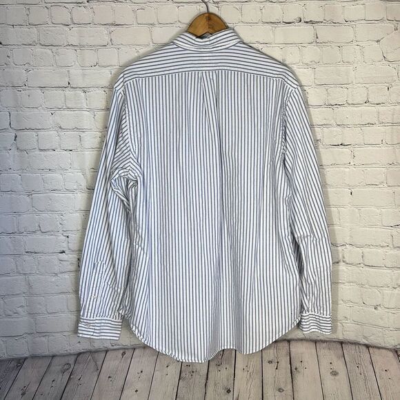 Ralph Lauren Custom Fit Blue Cotton Striped Dress Shirt Mens Size XL Color Pony - Picture 4 of 7